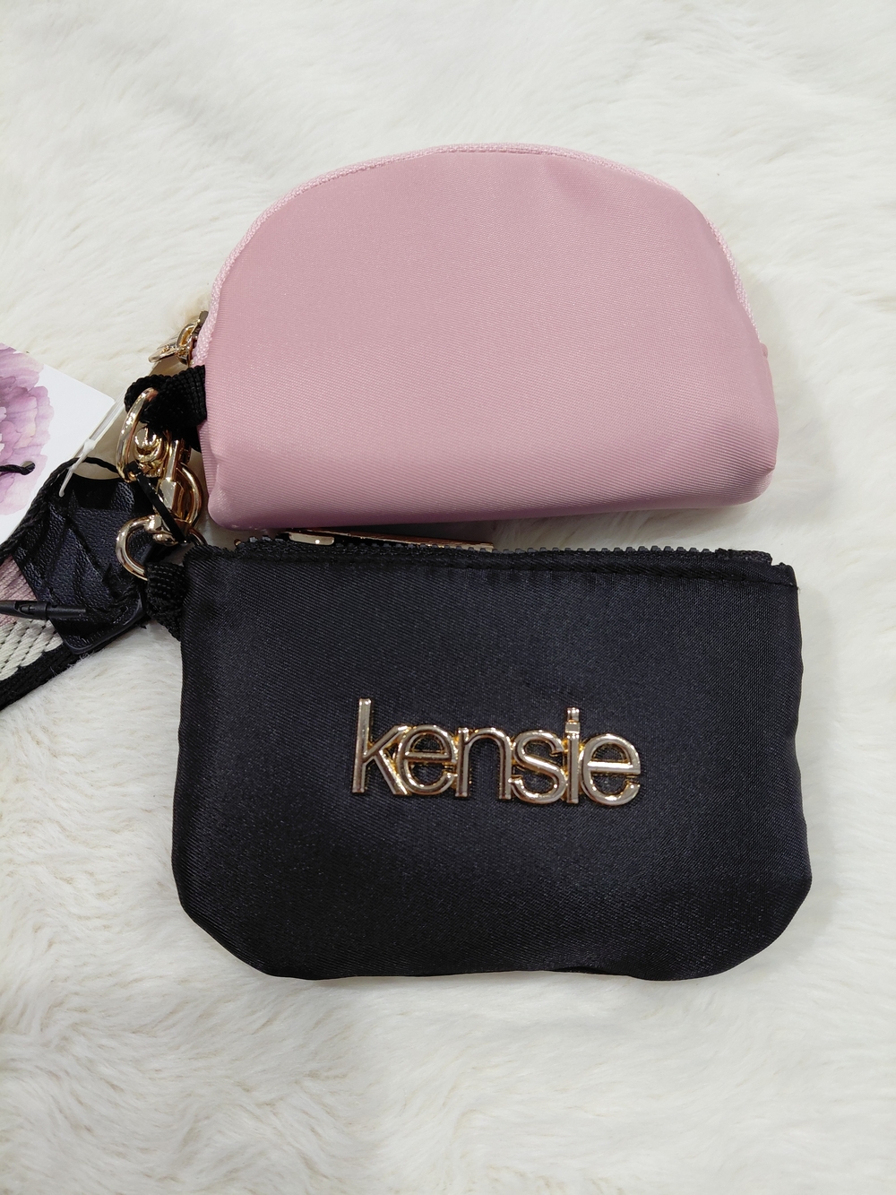 NWT Kensie Two-Piece Pink & Black Mini Pouch Set